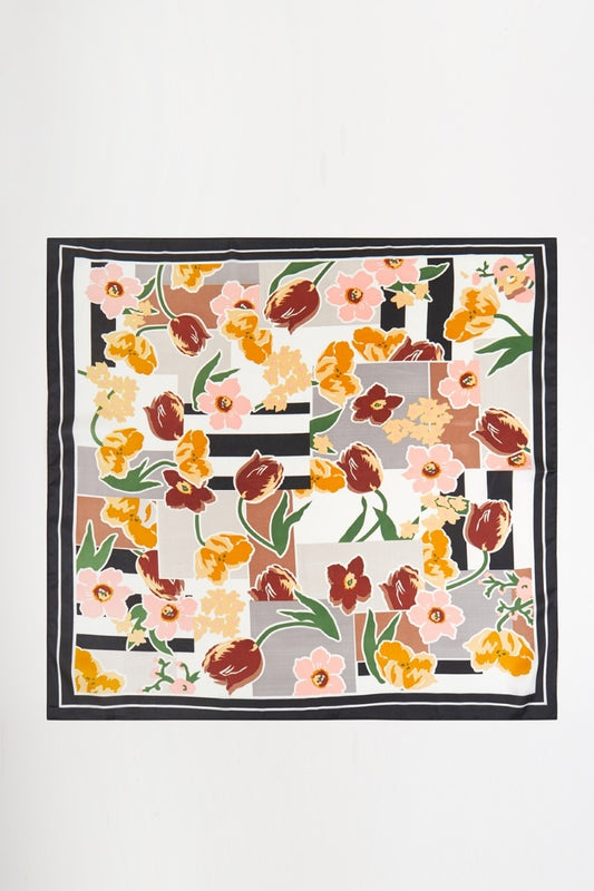 Abstract Floral Print Bandana Scarf