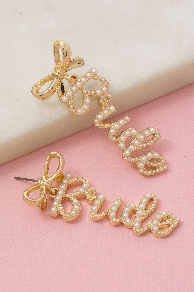 Pearl and Pave Bride Bow Earrings