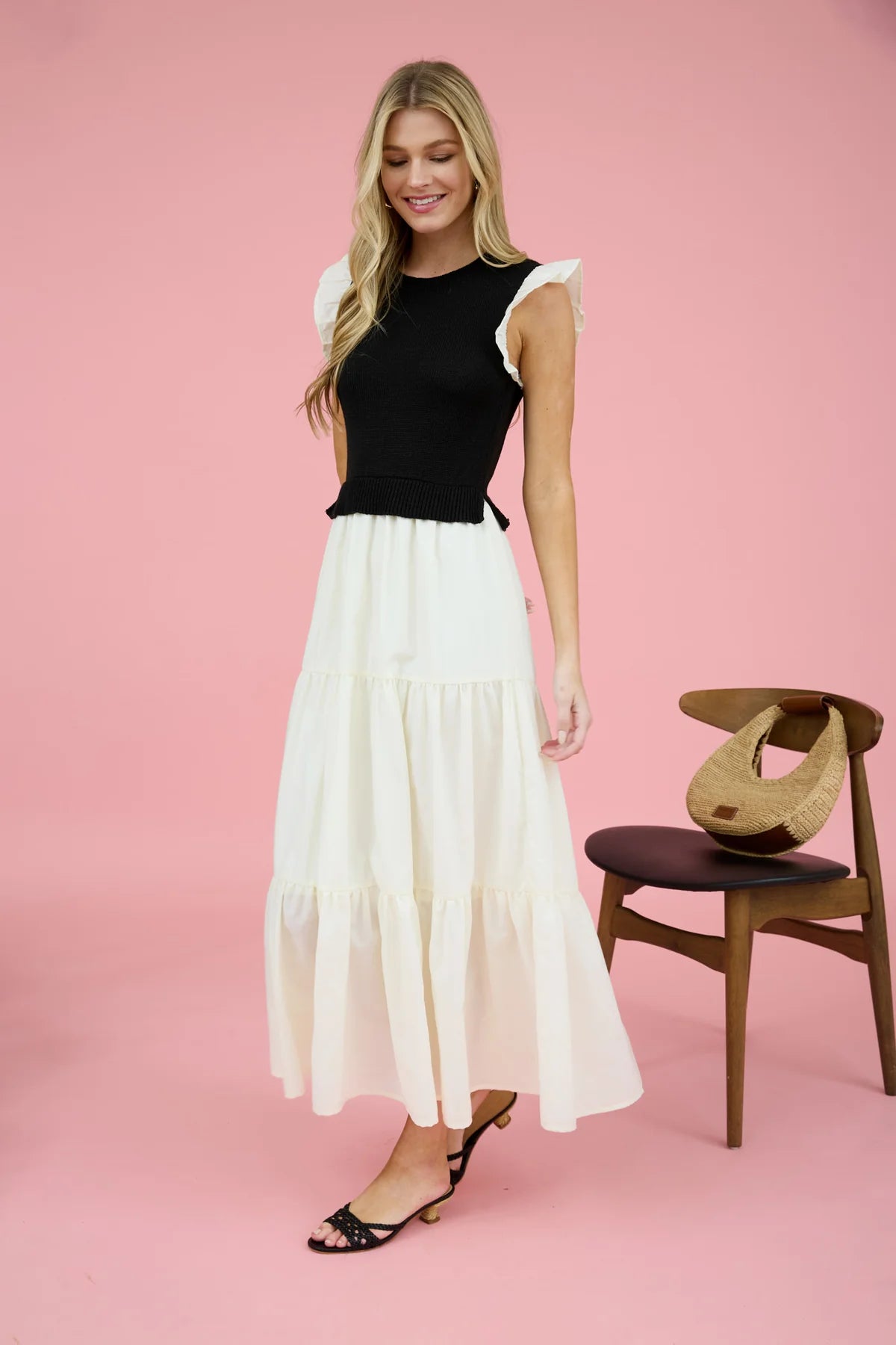 Mixed Media Sweater Vest Dress