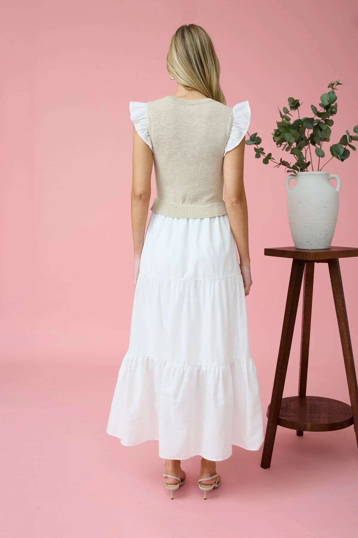 Mixed Media Sweater Vest Dress