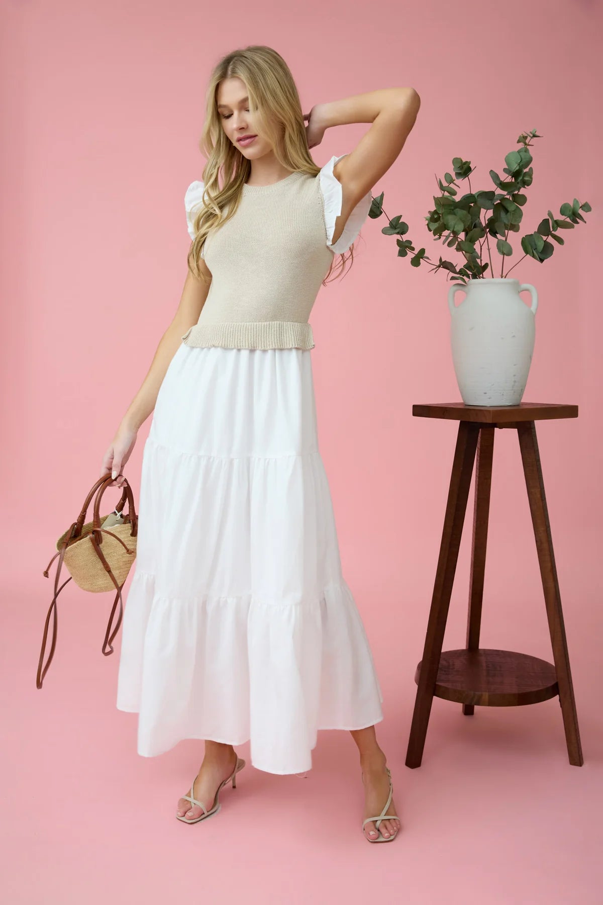 Mixed Media Sweater Vest Dress