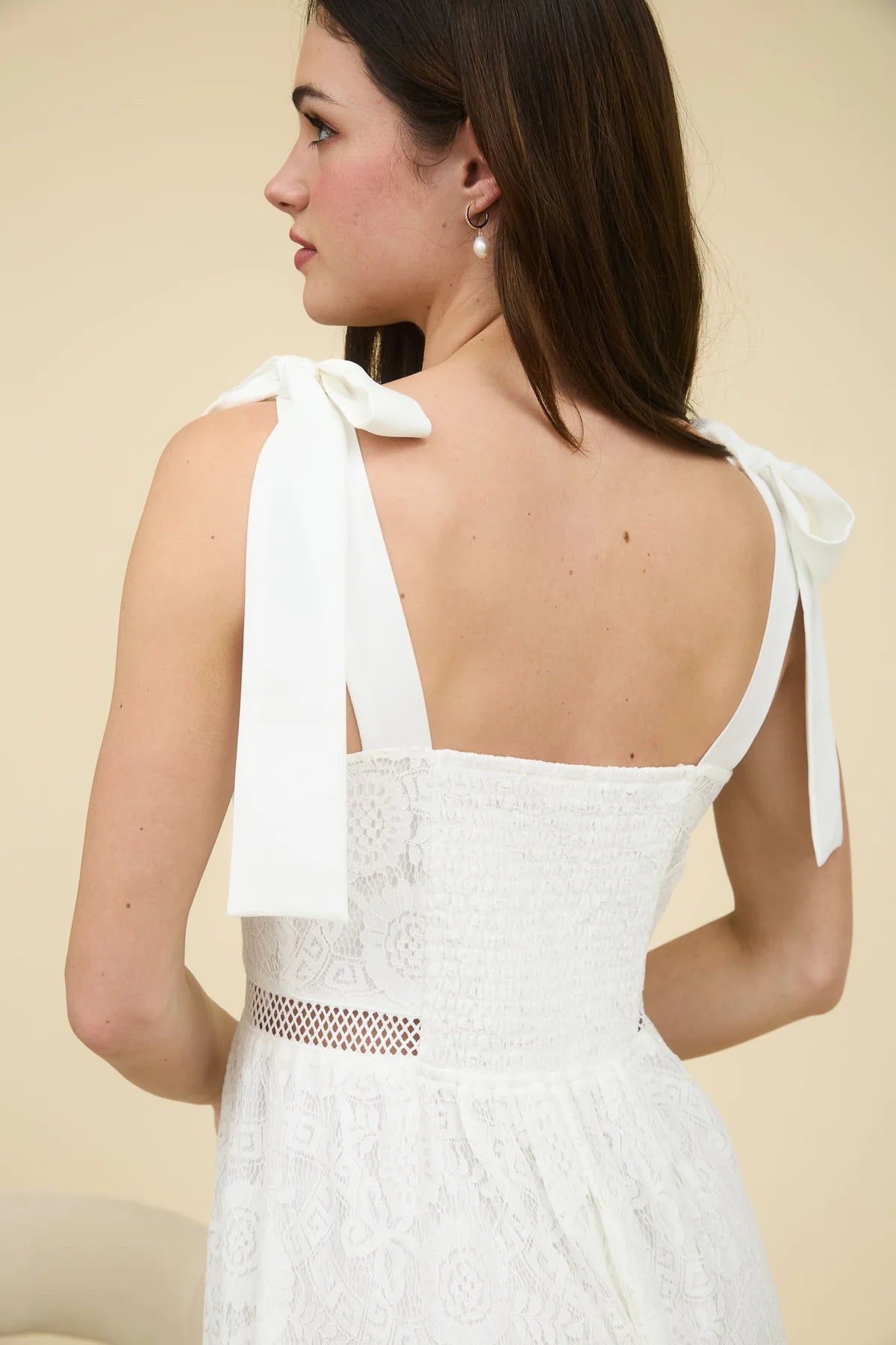 Lace and Tie Strap Midi Dress