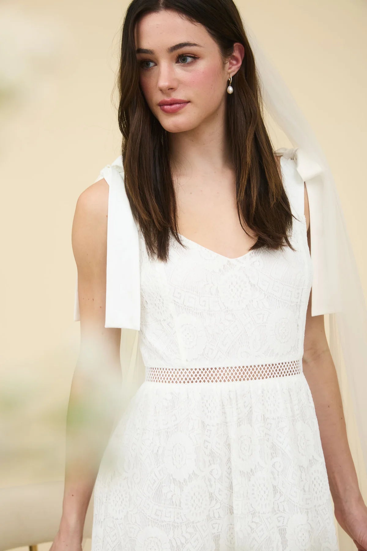 Lace and Tie Strap Midi Dress