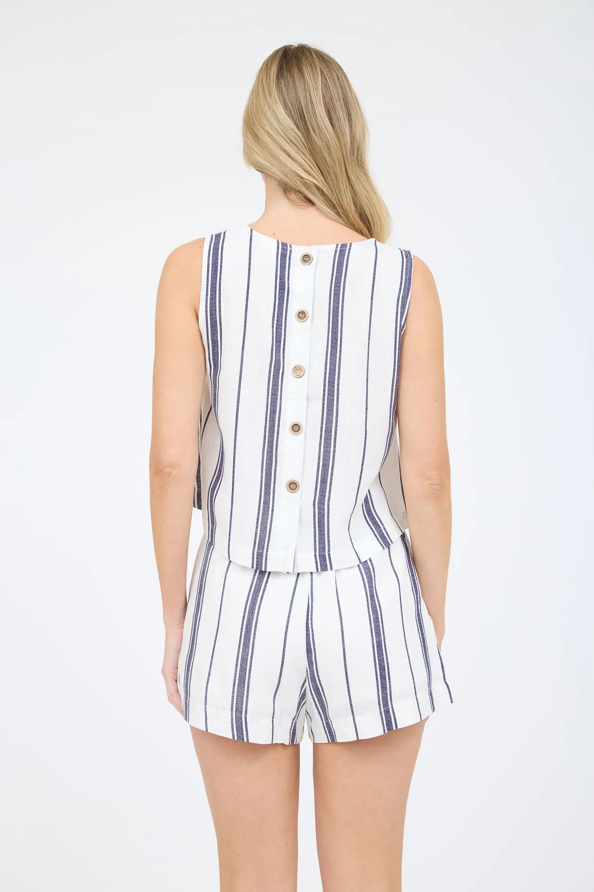 Stripe Button Back Cropped Tank
