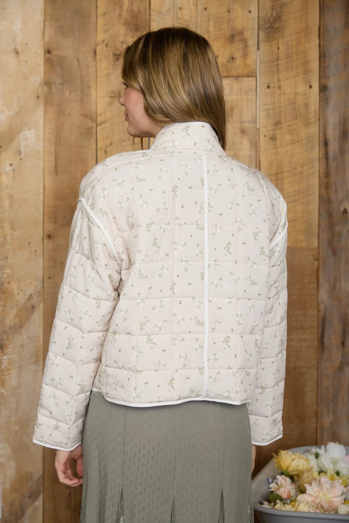 Quilted Floral Button Down Jacket