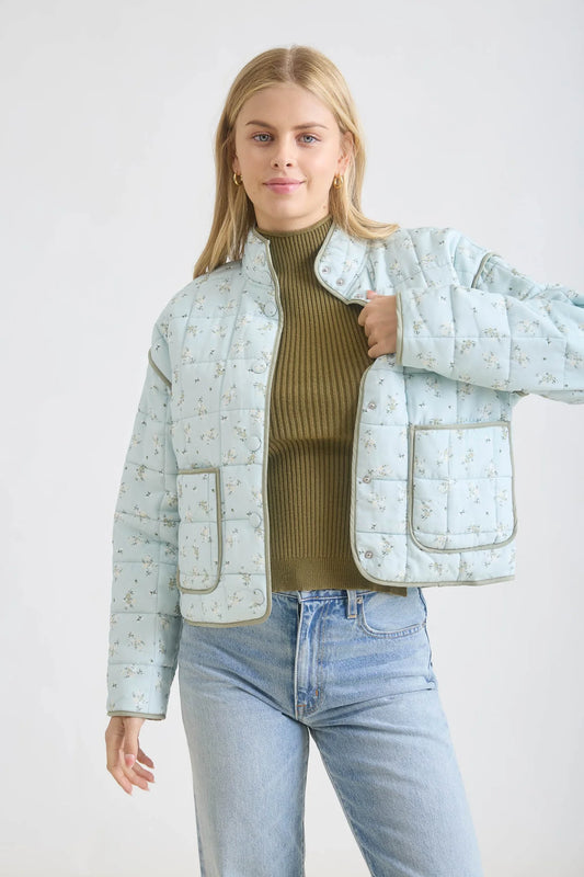Quilted Floral Button Down Jacket