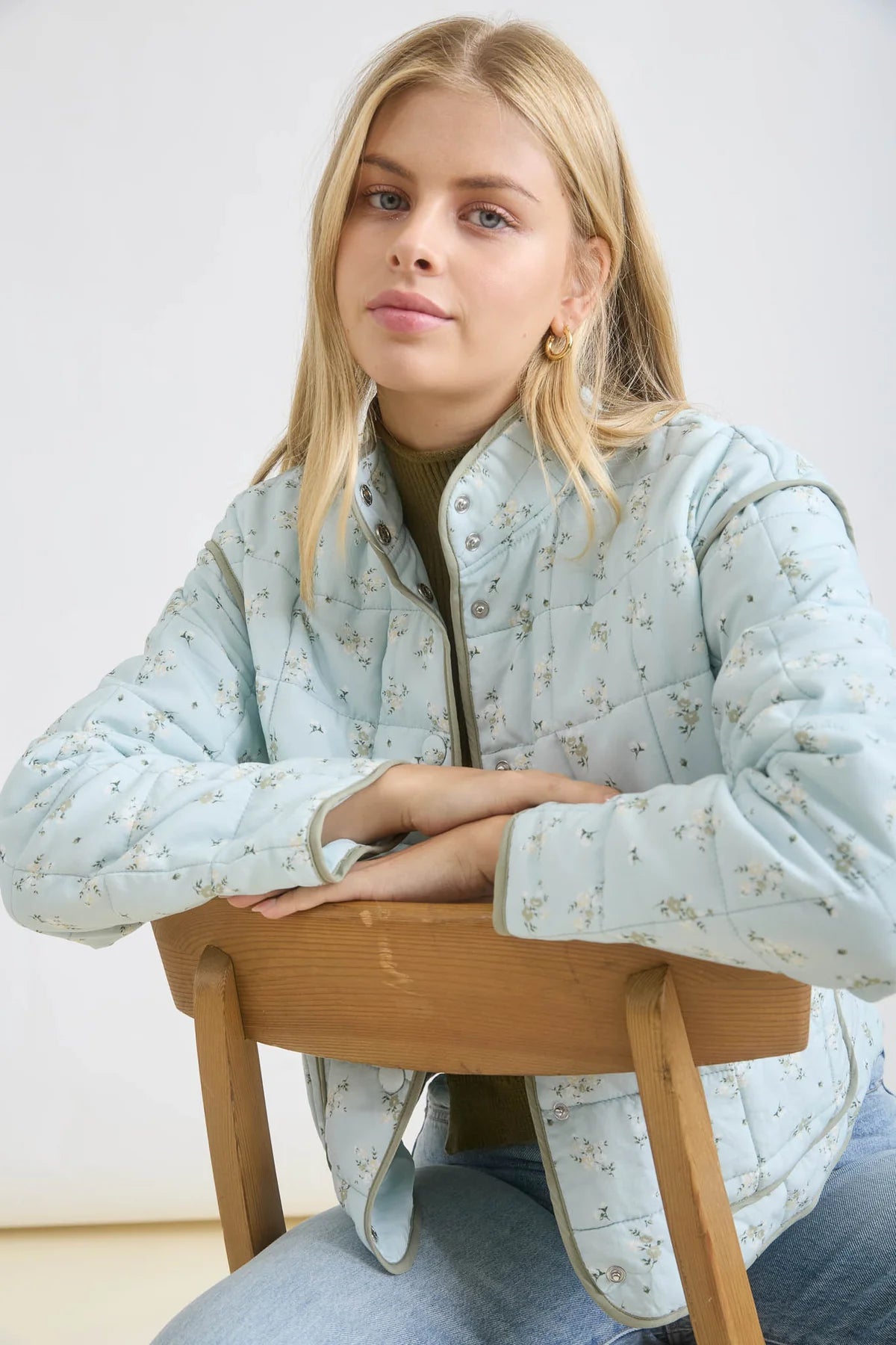 Quilted Floral Button Down Jacket