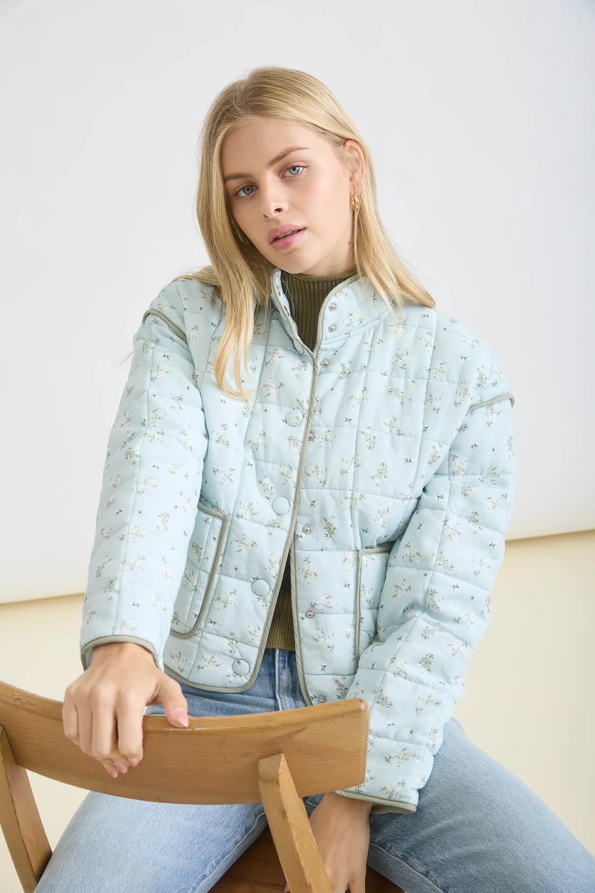 Quilted Floral Button Down Jacket