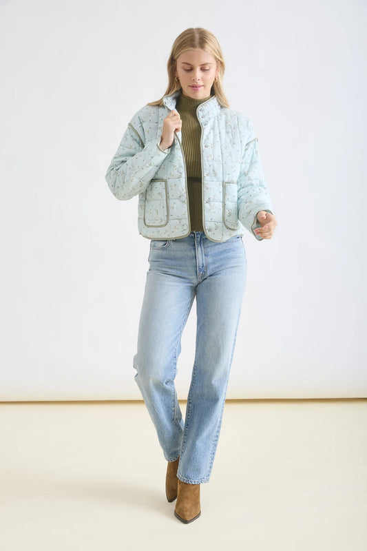 Quilted Floral Button Down Jacket