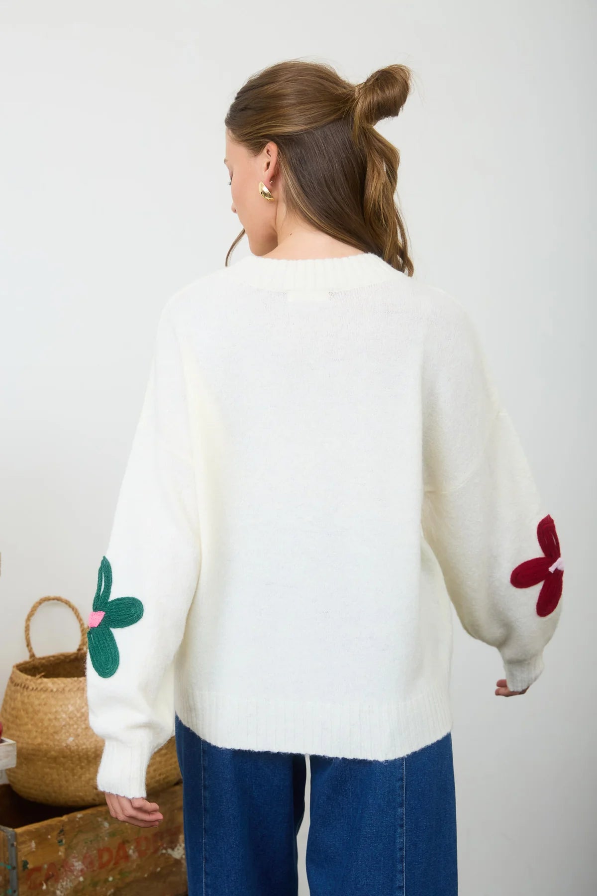 Crochet Flower Knit Sweater