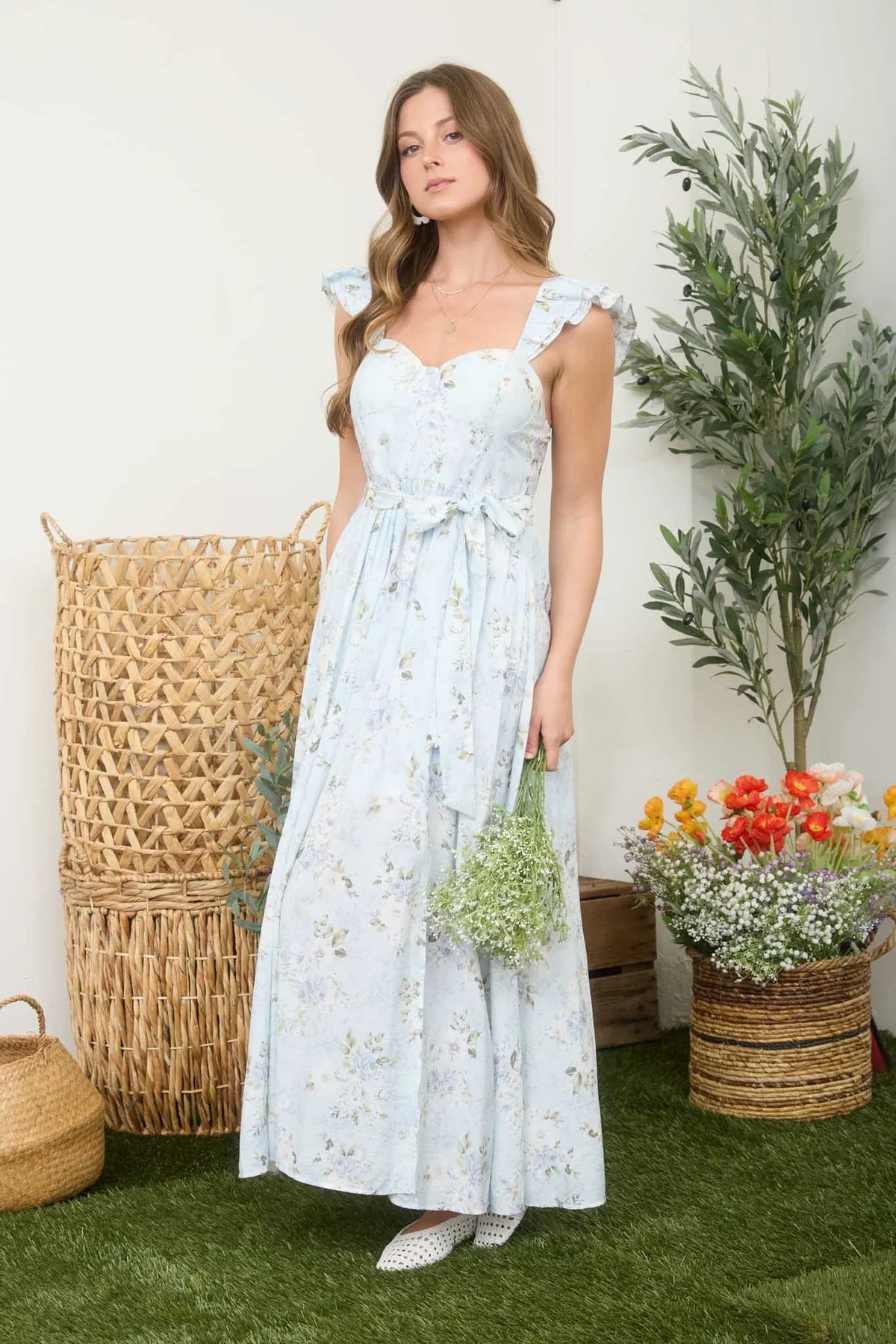 Floral Sweetheart Neck Corset Dress