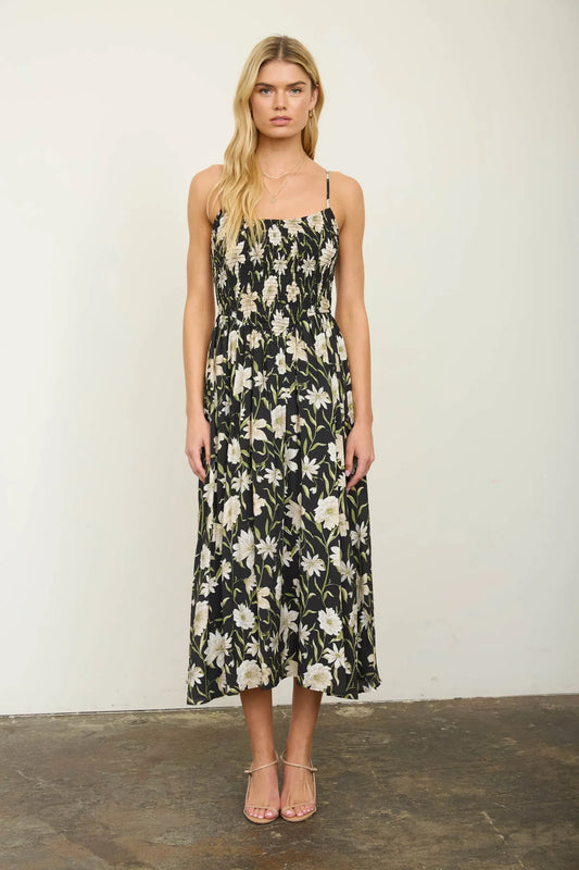 Floral Smocked Spaghetti Strap Dress