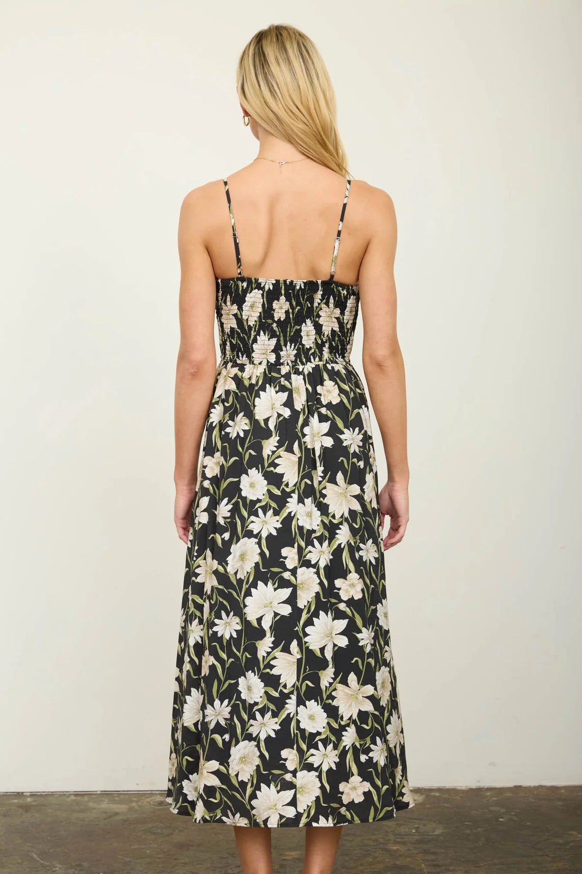 Floral Smocked Spaghetti Strap Dress