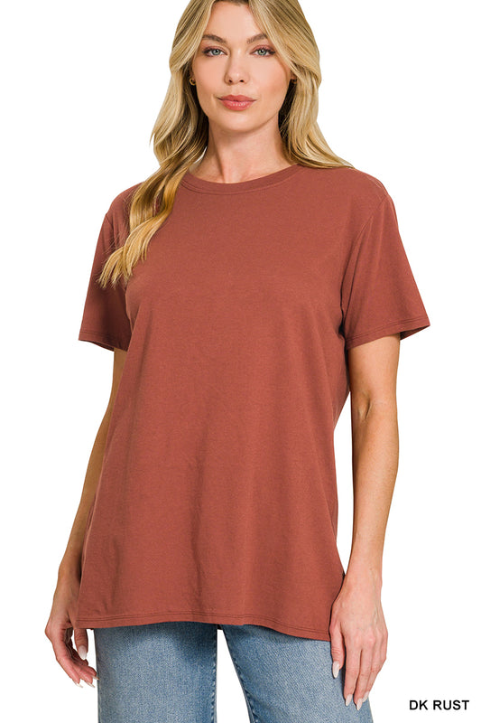 Cotton Boyfriend Fit Round Neck Tee
