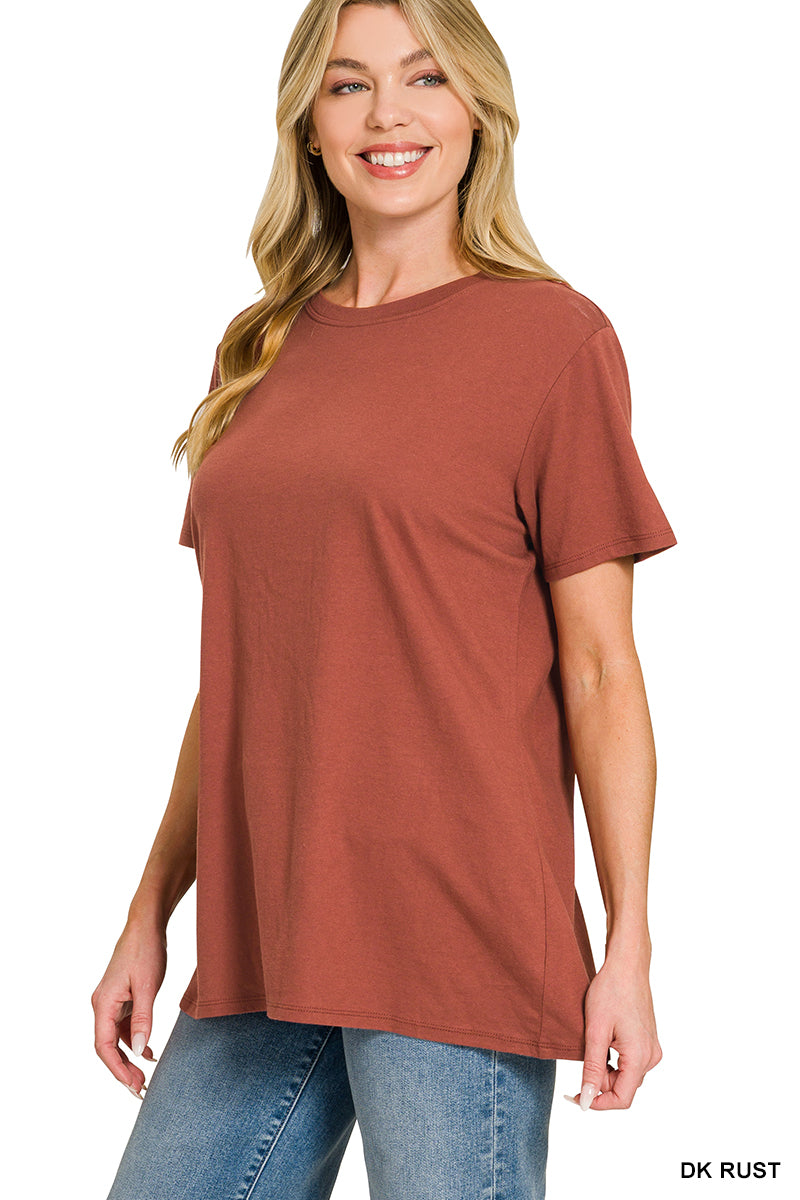 Cotton Boyfriend Fit Round Neck Tee