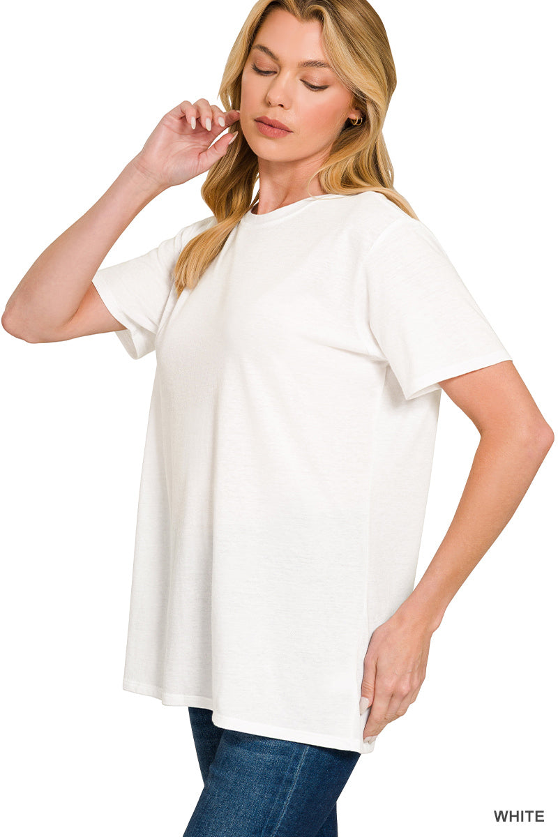 Cotton Boyfriend Fit Round Neck Tee