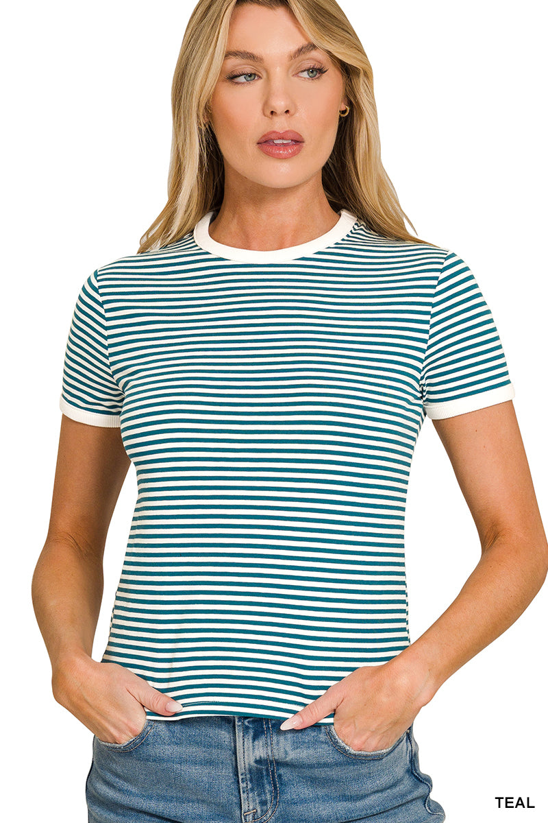 Contrast Trim Stripe Tee