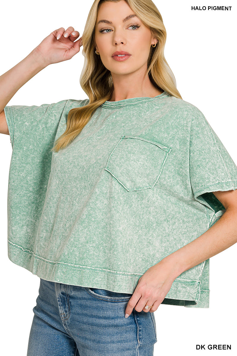 Mineral Wash Exposed Seam Oversized Top