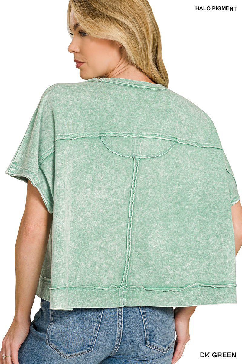 Mineral Wash Exposed Seam Oversized Top