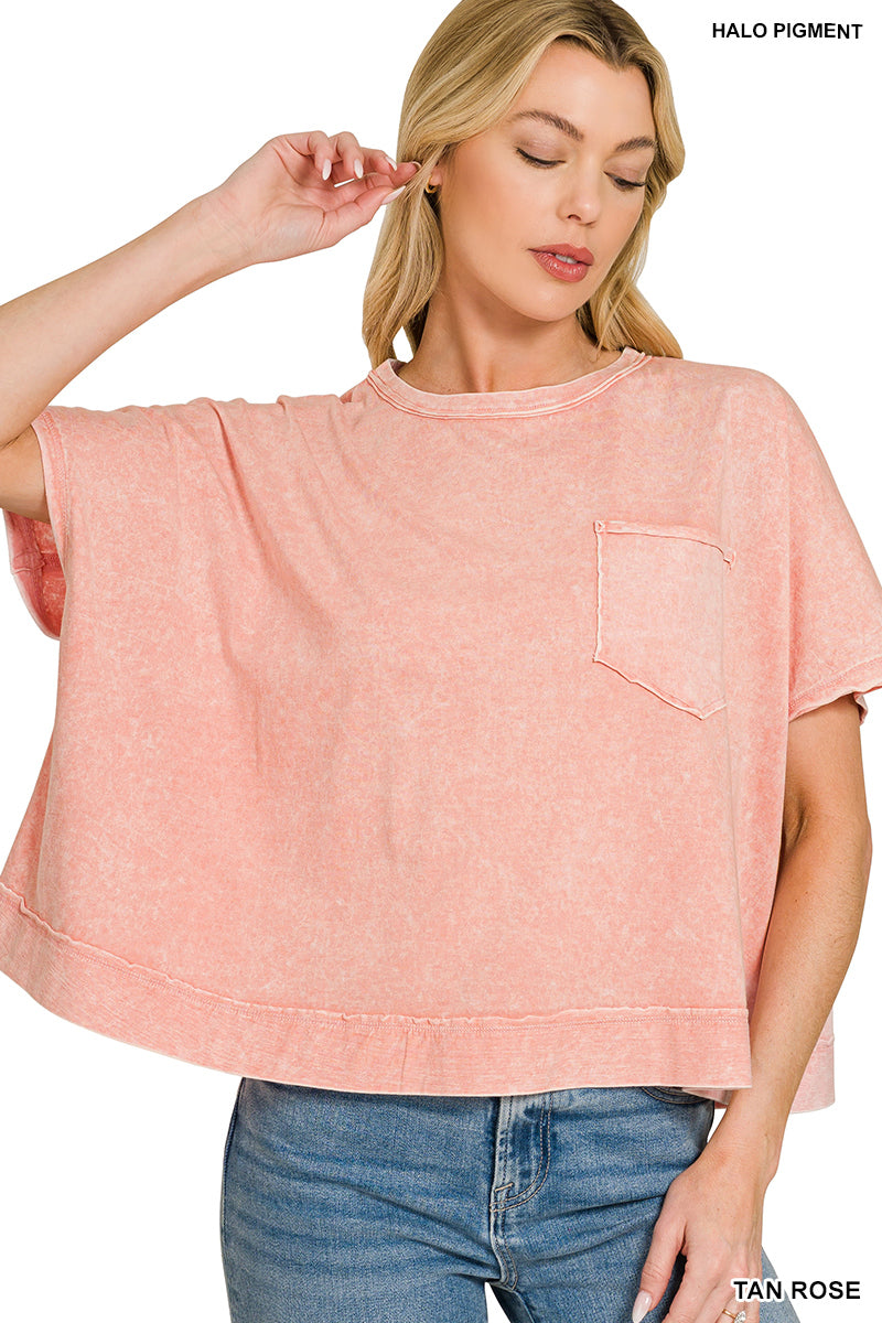 Mineral Wash Exposed Seam Oversized Top