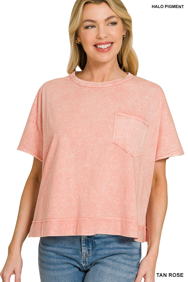 Mineral Wash Exposed Seam Oversized Top