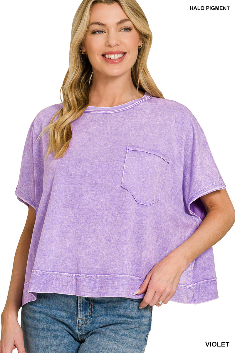 Mineral Wash Exposed Seam Oversized Top