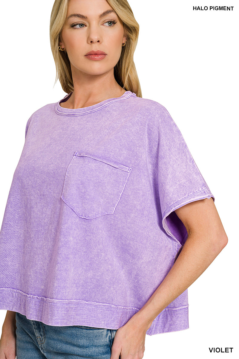 Mineral Wash Exposed Seam Oversized Top