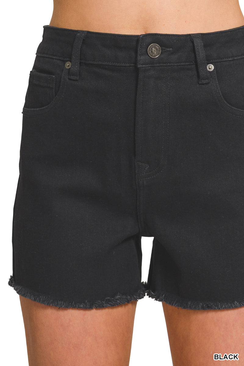 Raw Frayed Hem Denim Shorts