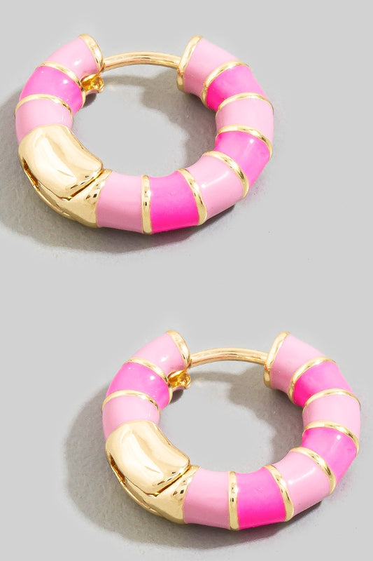 Multicolor Pastel Enamel Huggie Earring