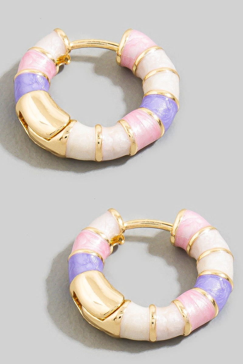 Multicolor Pastel Enamel Huggie Earring