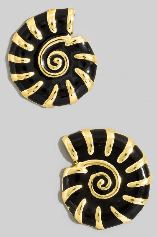 Enamel Shell Stud Earring