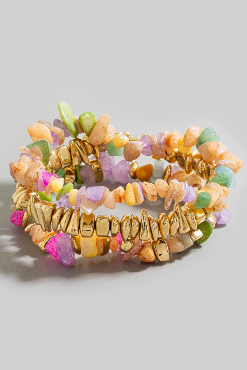 Resin Chip Stone Bracelet Set