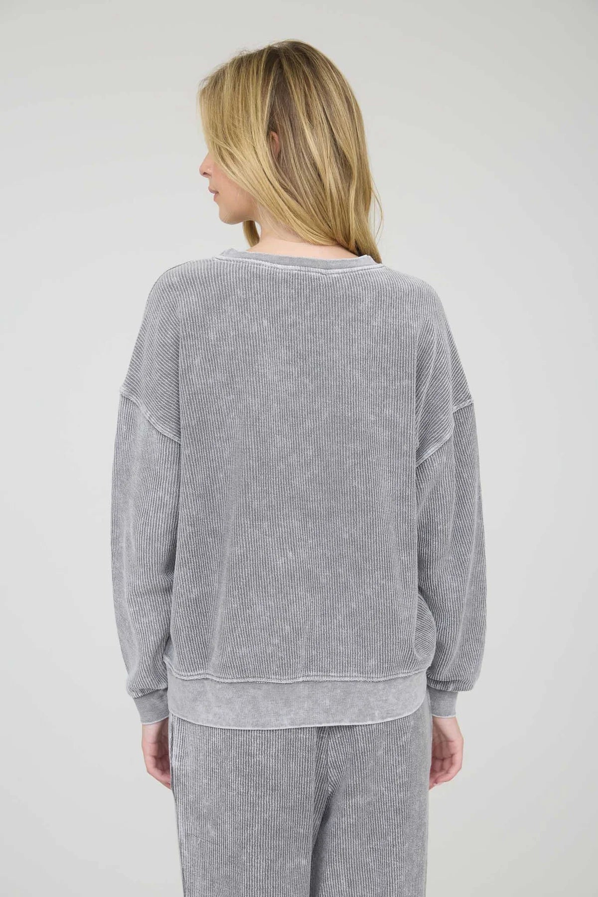 Ribbed Knit Crew Neck Mom Club Graphic
