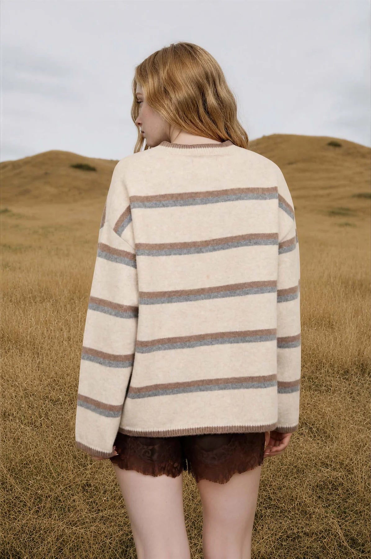 Heather Stripe Button Down Cardigan