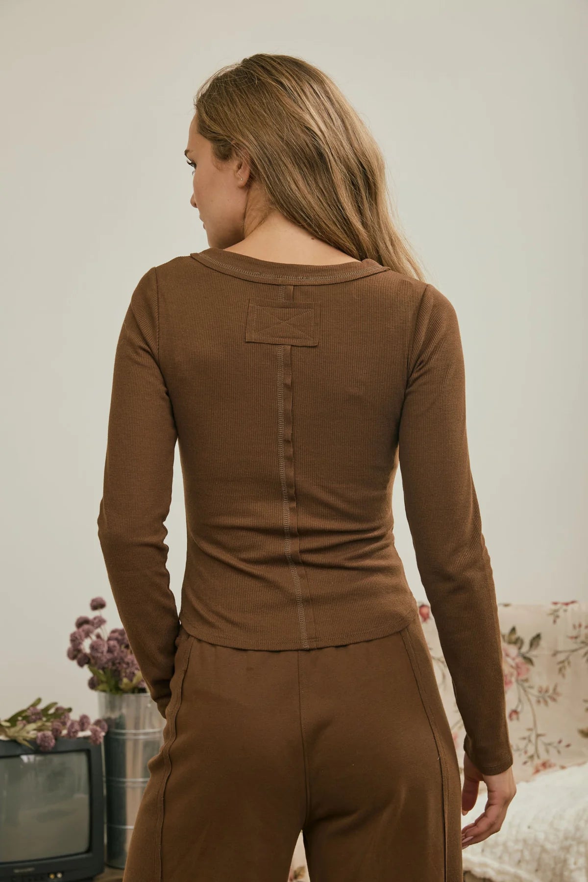 Fitted Long Sleeve Button Down Henley