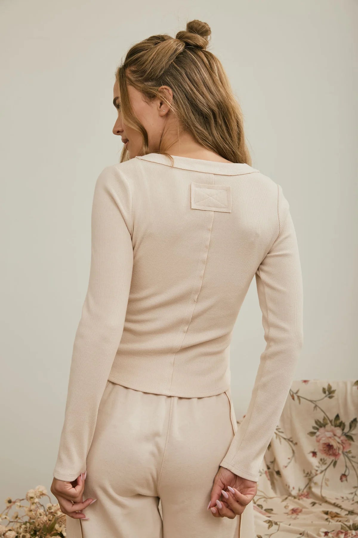 Fitted Long Sleeve Button Down Henley