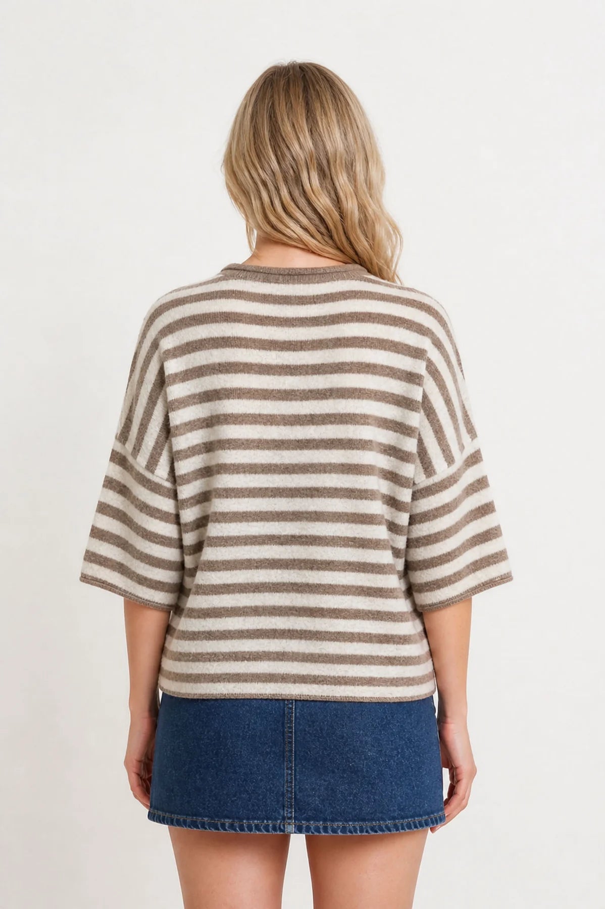Raw Hem Short Sleeve Stripe Cardigan