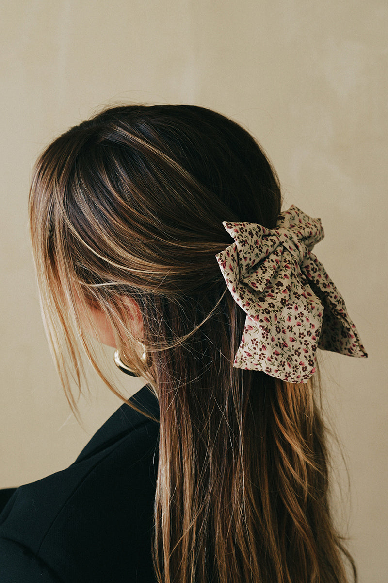 Mini Floral Print Floral Hair Bow Clip