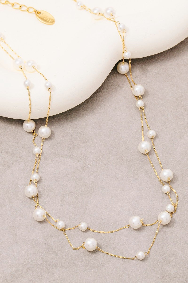 Pearl Station Layered Necklace