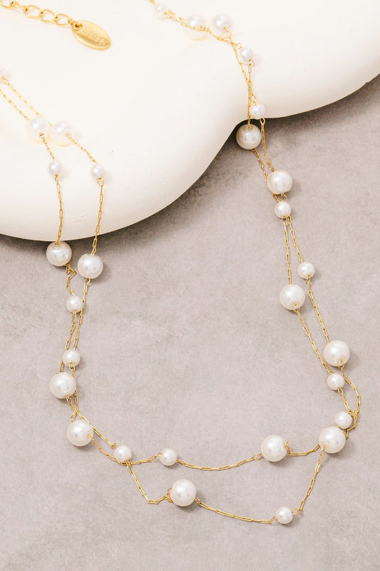 Pearl Station Layered Necklace