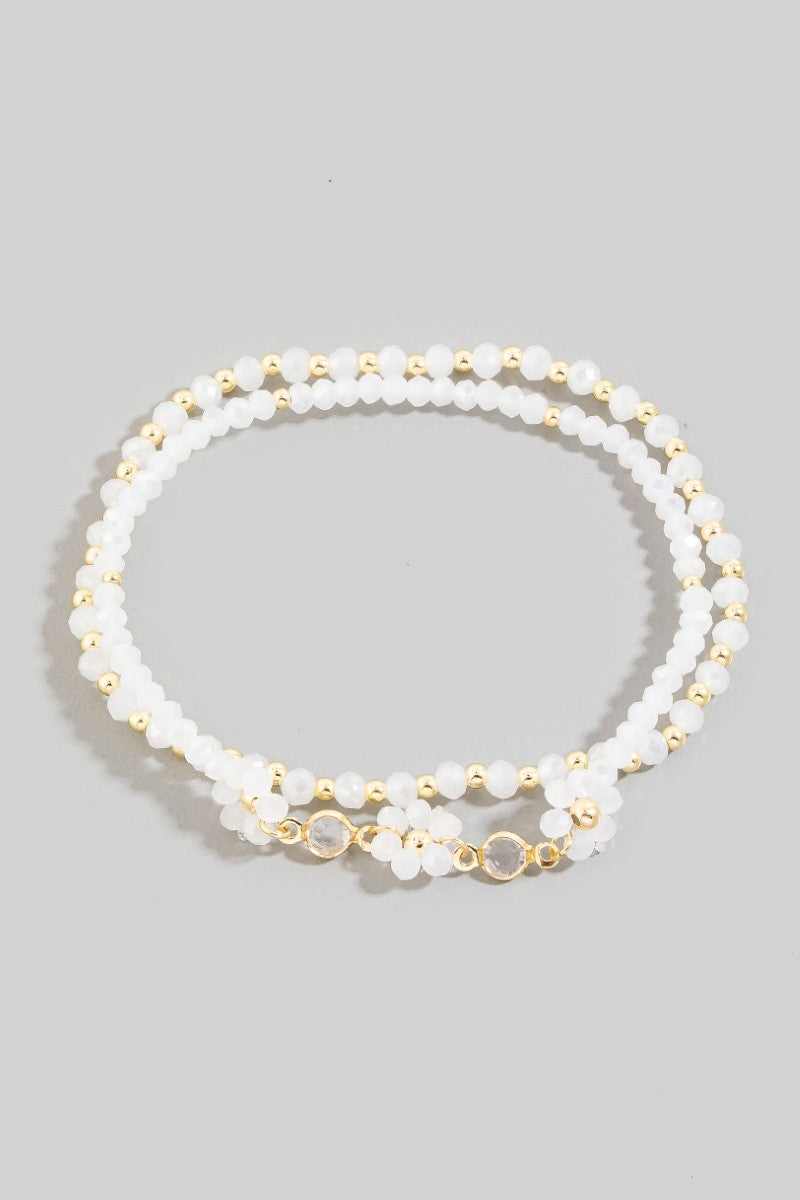 Flower and Bead Bracelet Set