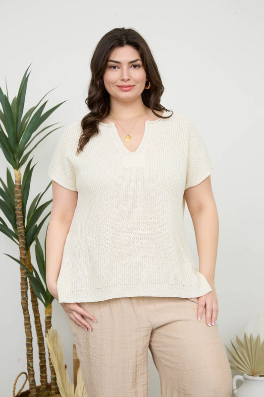Curvy Split Neck Sweater