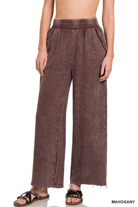 Washed Double Gauze Cropped Pants