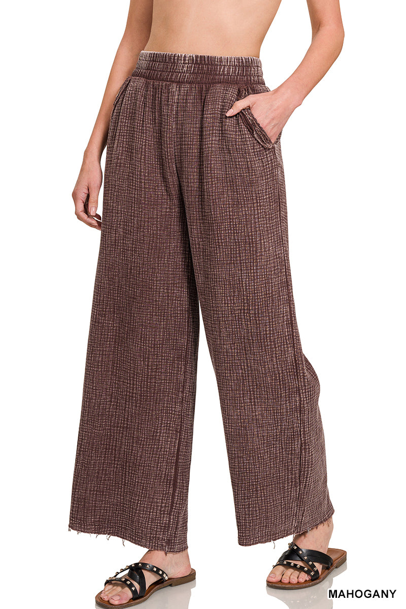 Washed Double Gauze Cropped Pants