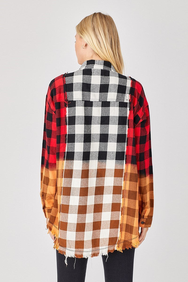 Patchwork Oversized Long Flannel