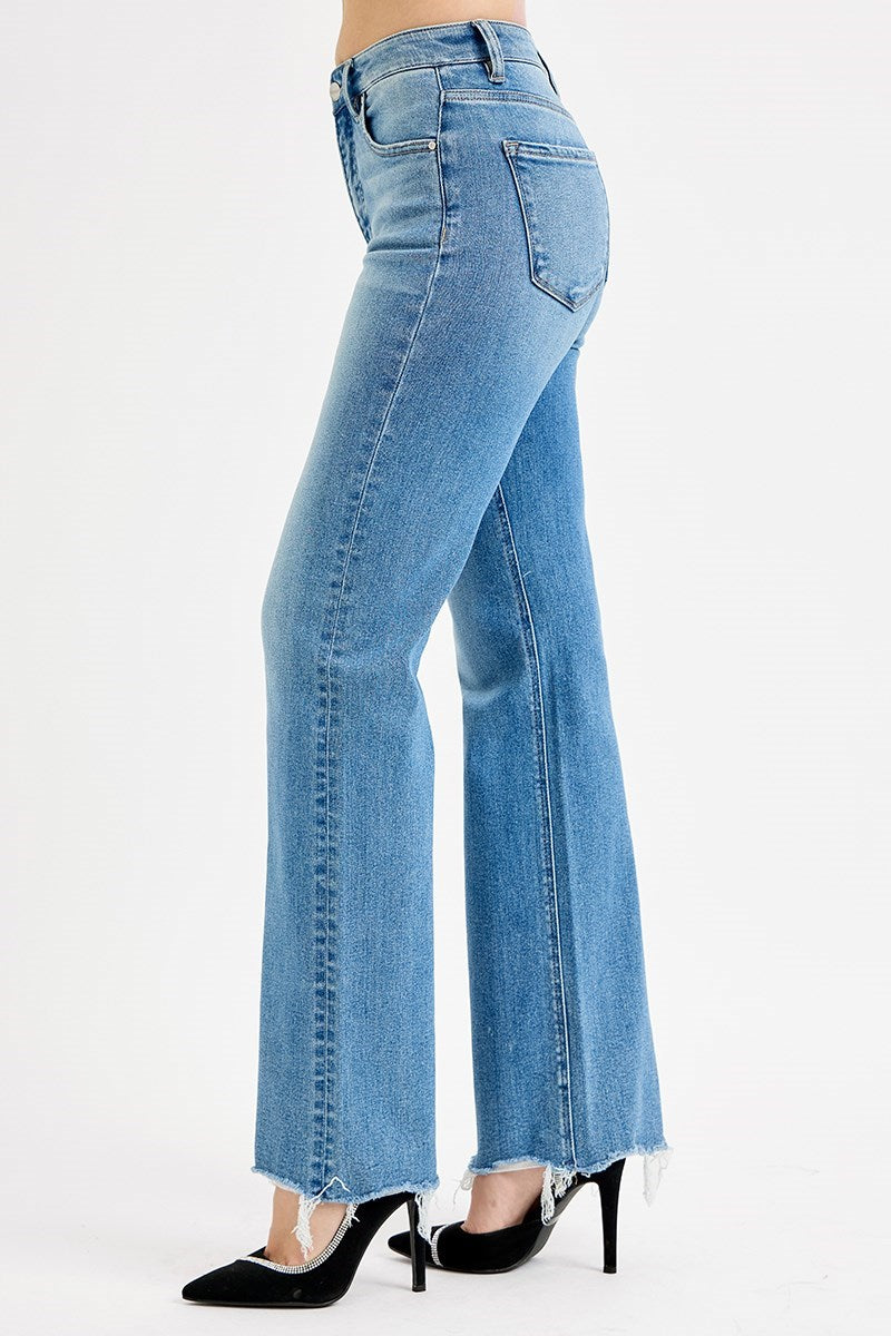 Penny Risen High Wide Leg Raw Cut Jean