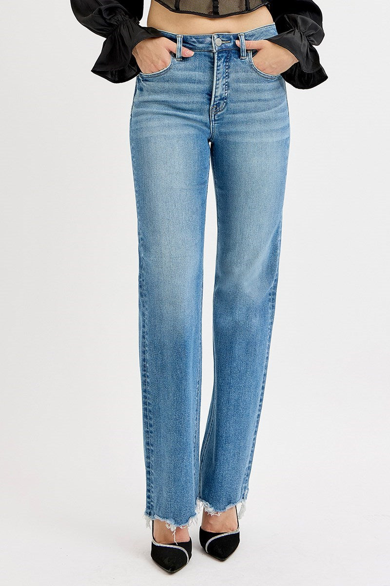 Penny Risen High Wide Leg Raw Cut Jean