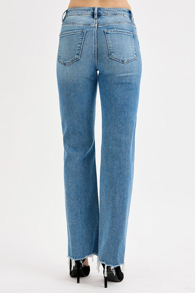 Penny Risen High Wide Leg Raw Cut Jean