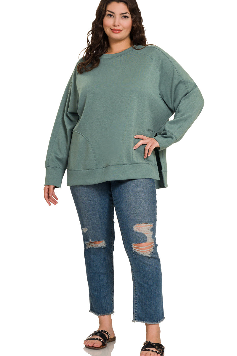 Curvy Scuba Side Slit Sweatshirt