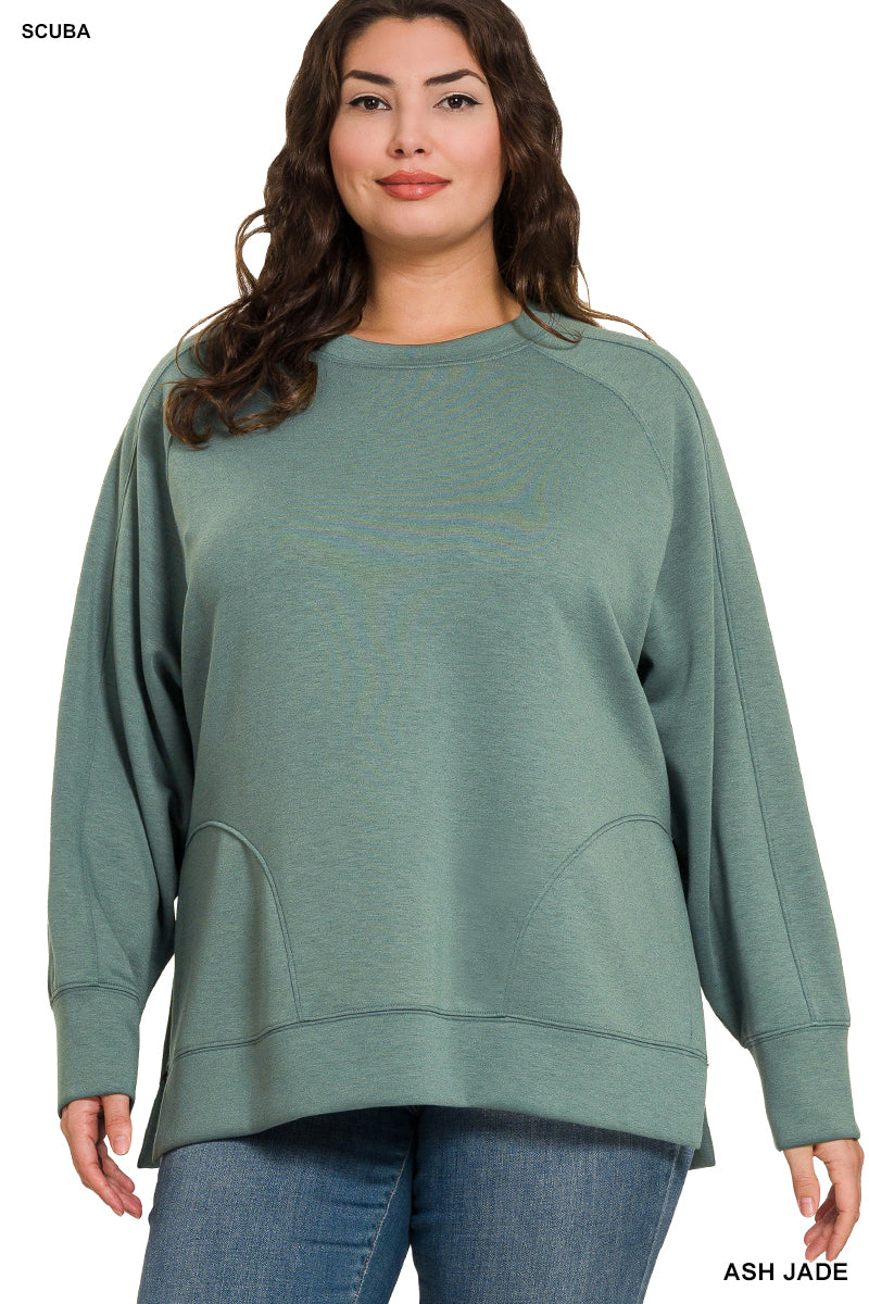 Curvy Scuba Side Slit Sweatshirt